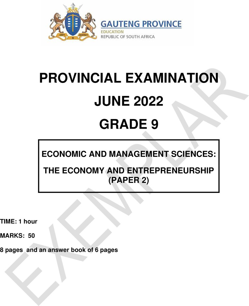 Grade 9 Economics Management And Science past paper 2022 – grade 9 provincial exam economics management and sciences p2 ng june 2022 qp