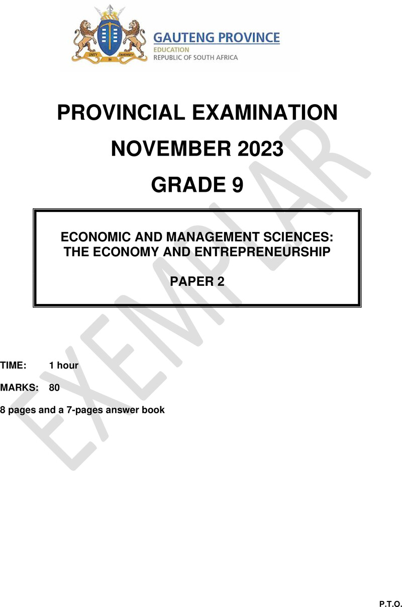 Grade 9 Economics Management And Science past paper 2023 – grade 9 provincial exam economics management and sciences p2 ng november 2023 qp