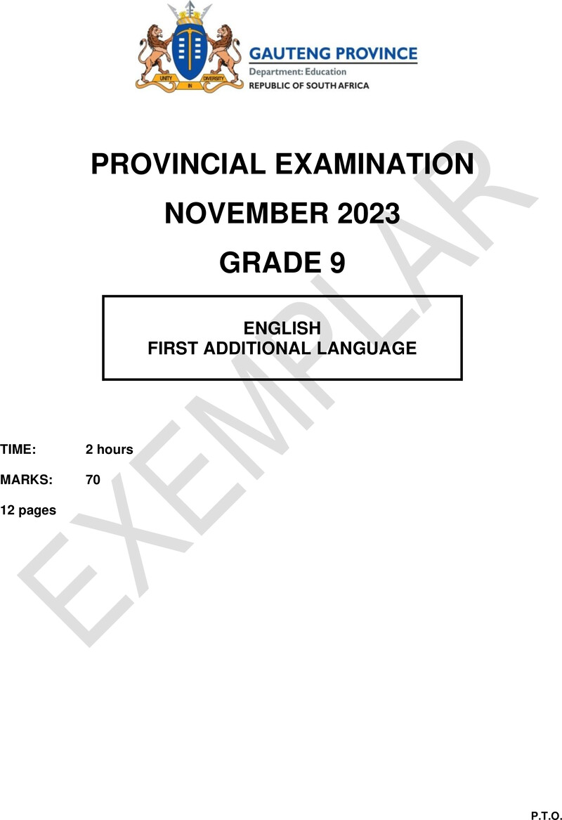 Grade 9 Provincial Exam Ng Fal November 2023 QP