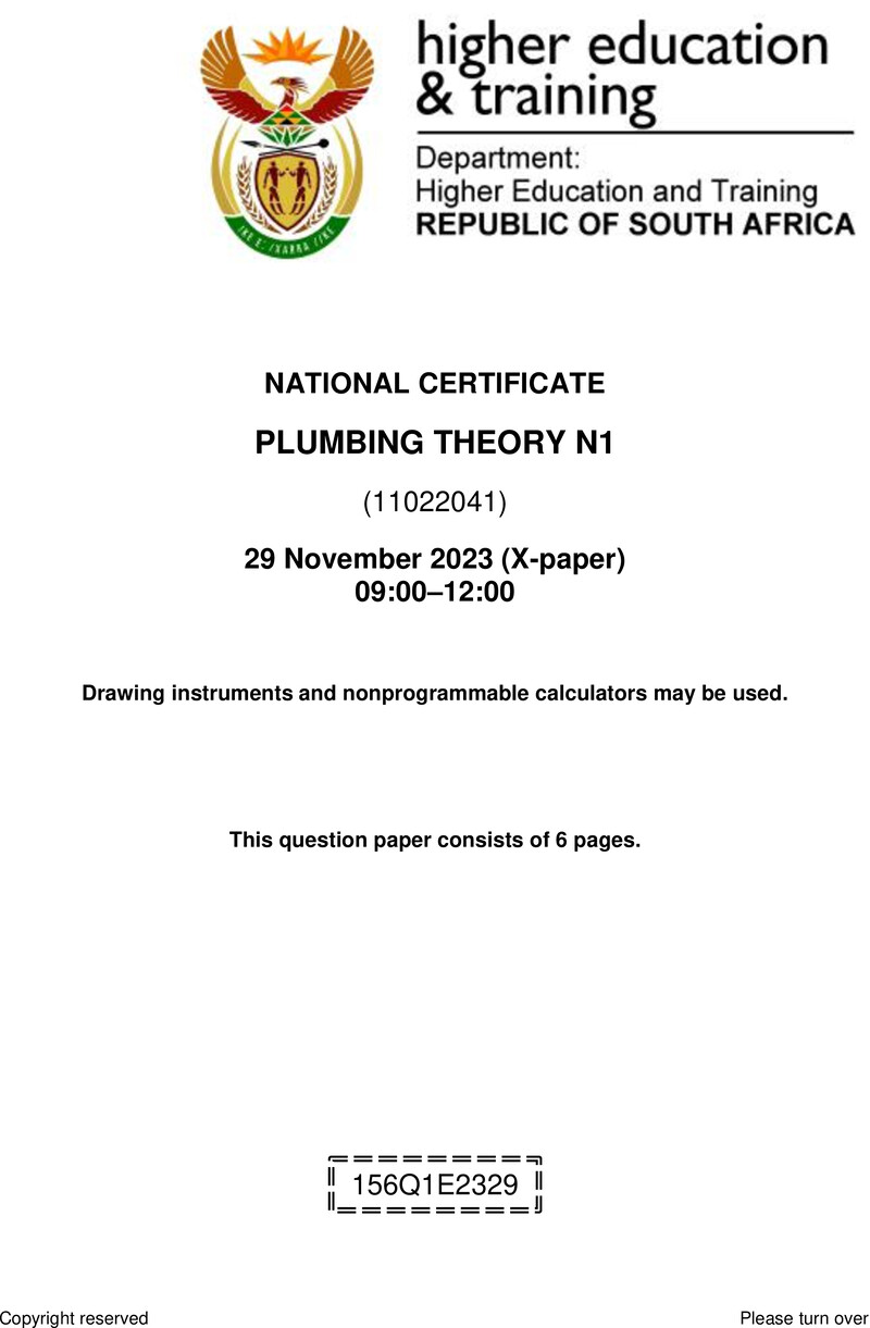 T1370 Plumbing Theory N1 QP Nov 2023