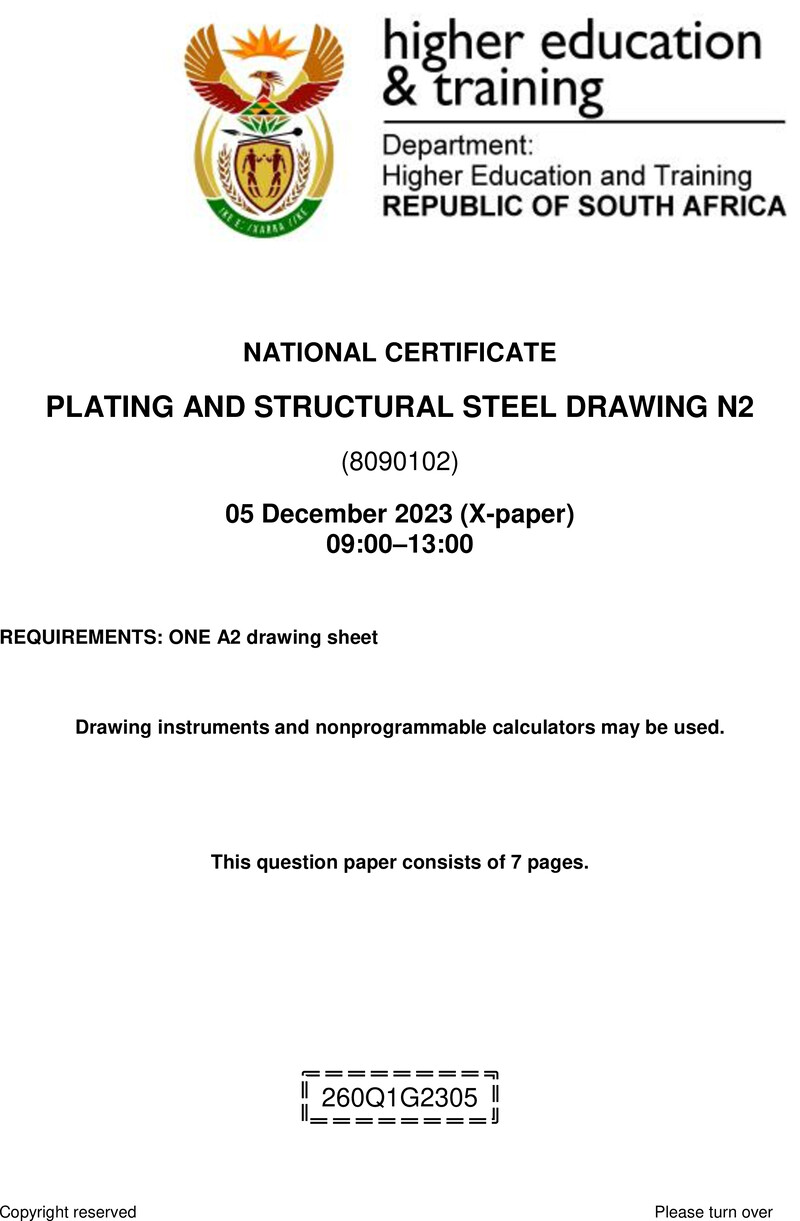 T1340 Plating And Structural Steel Drawing N2 QP Nov 2023 Signed Off