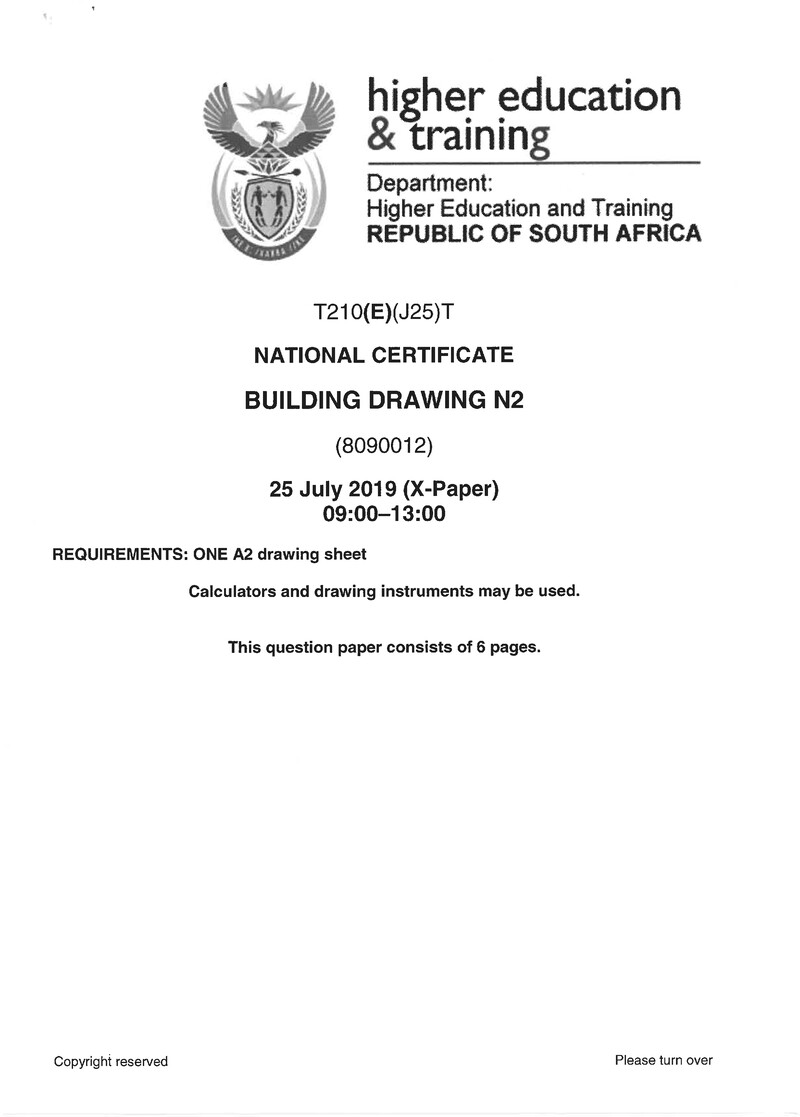 Building Drawing N2 Exam Paper 2 2019