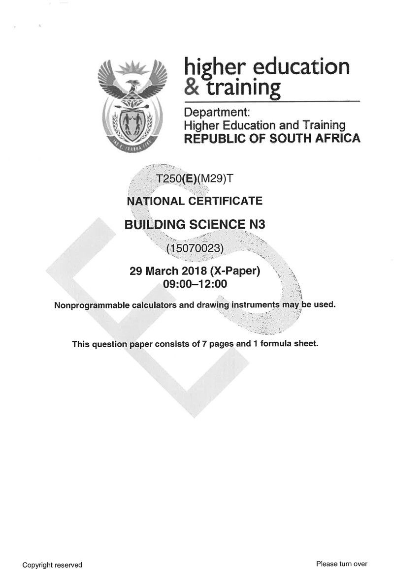 Building Science N3 Exam Paper 1 2018