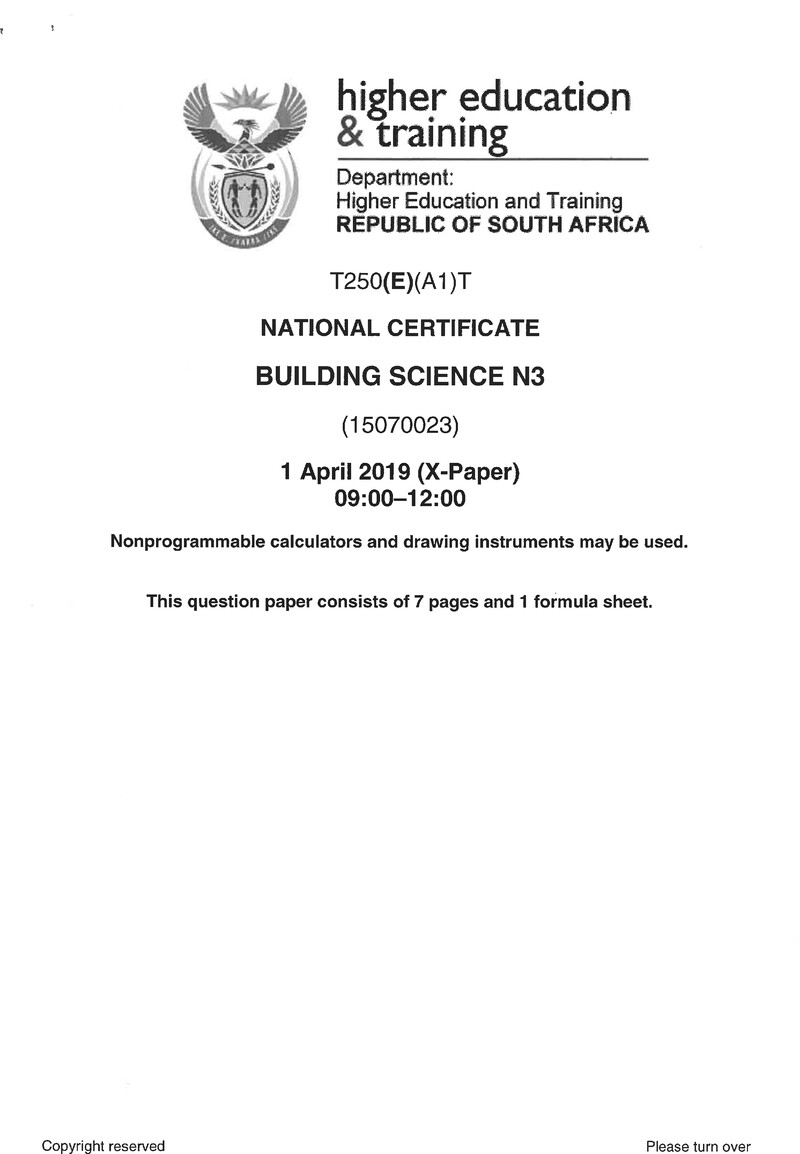 Science N3 Exam Paper 1 2019 preview