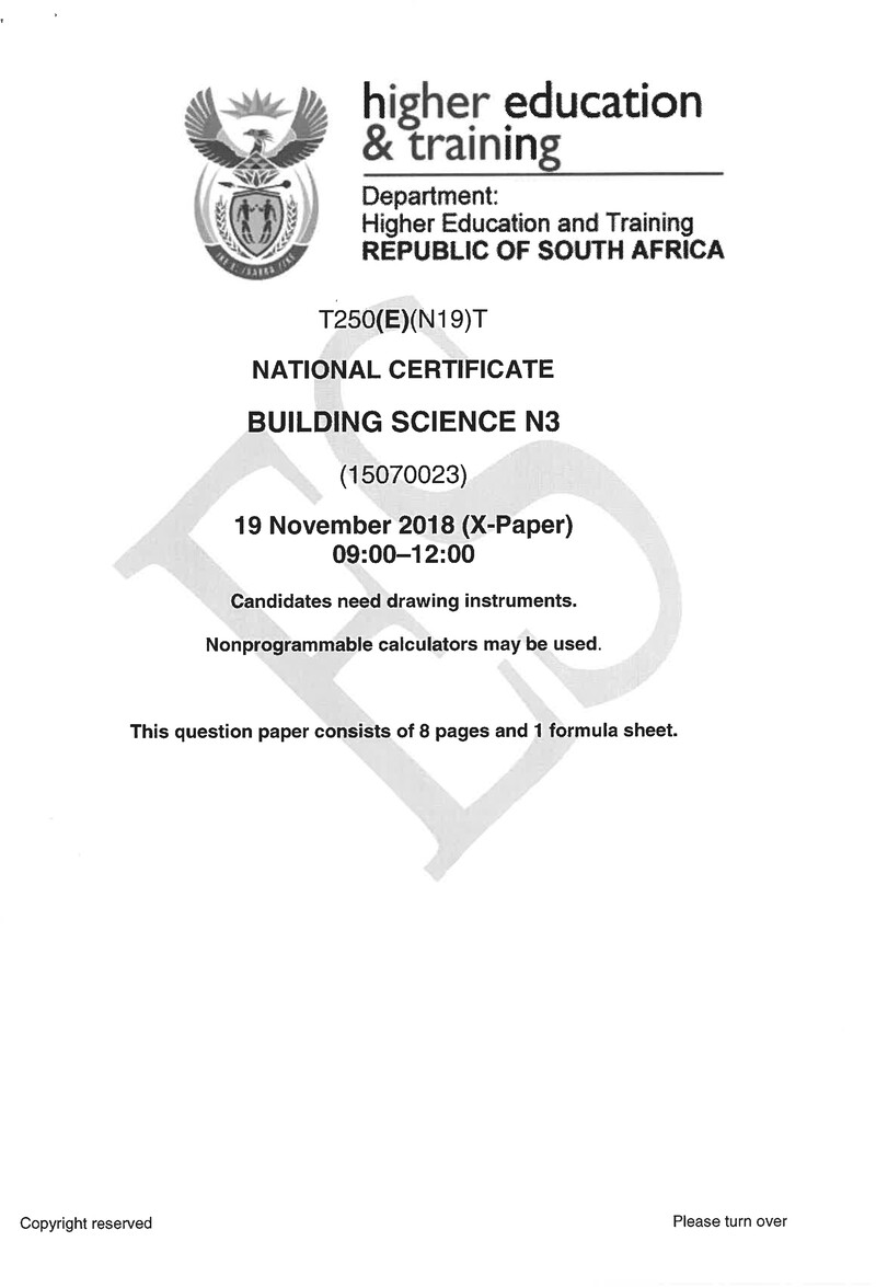 Building Science N3 Exam Paper 3 2018
