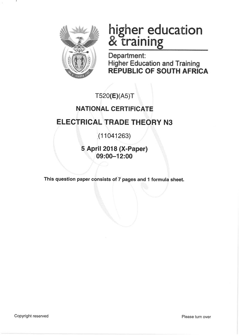 Trade Theory N3 Exam Paper 1 2018 preview