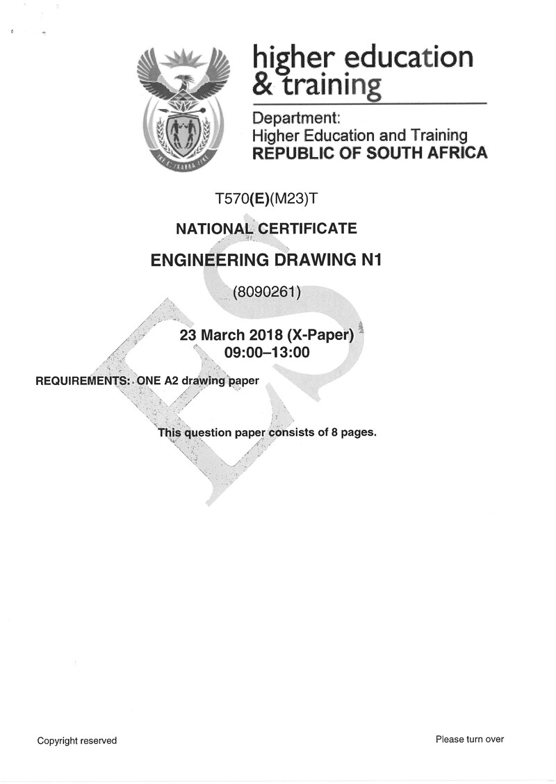 Engineering Drawing Exam Paper 1 2018