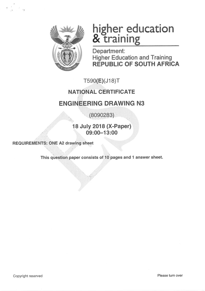 Engineering Drawing N3 Exam Paper 2 2018