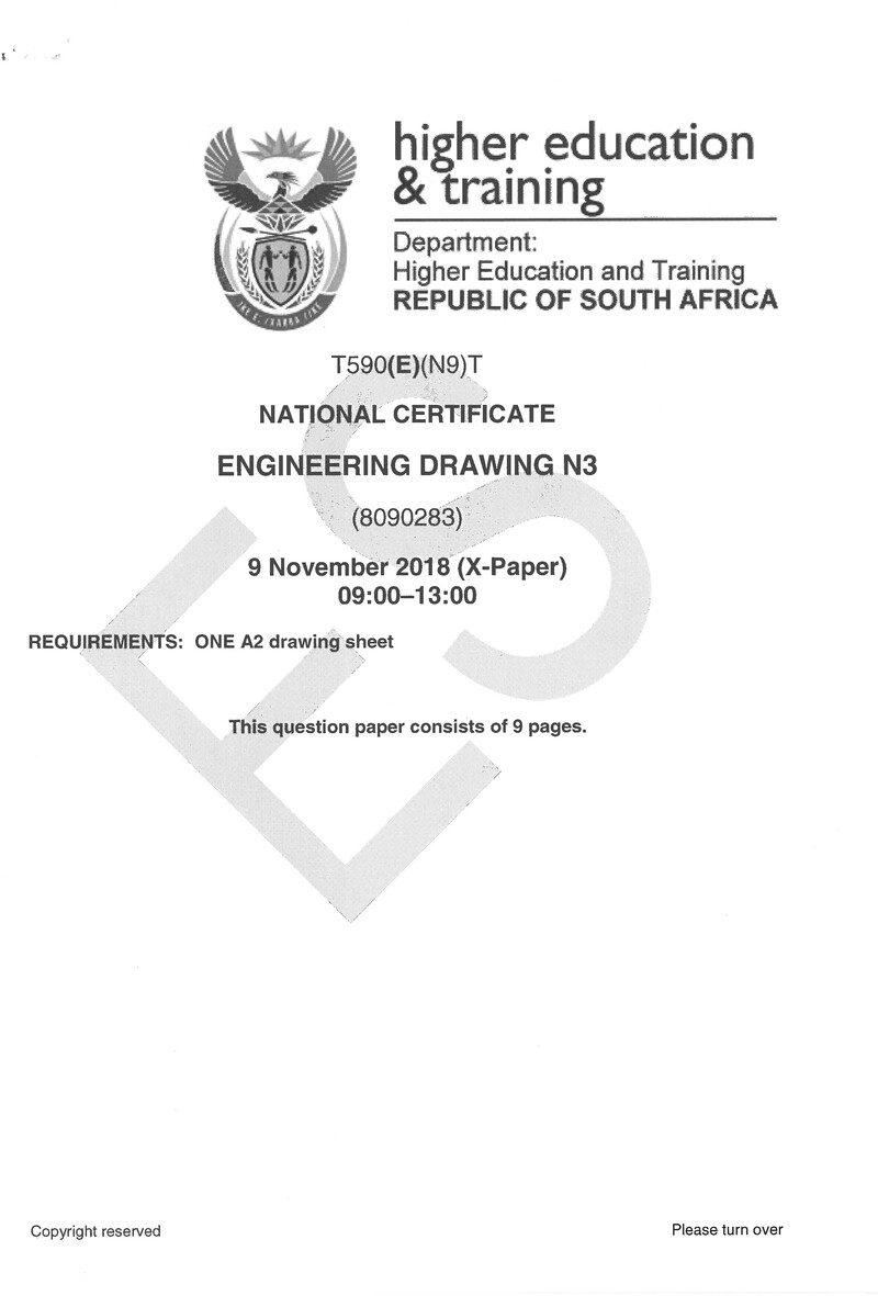 Engineering Drawing N3 Exam Paper 3 2018