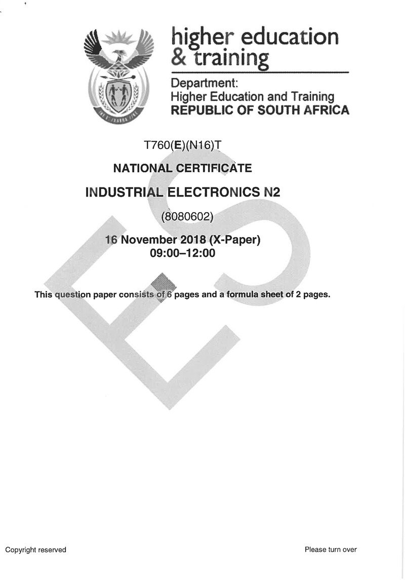 Industrial Electronics N2 Exam Paper 3 2018