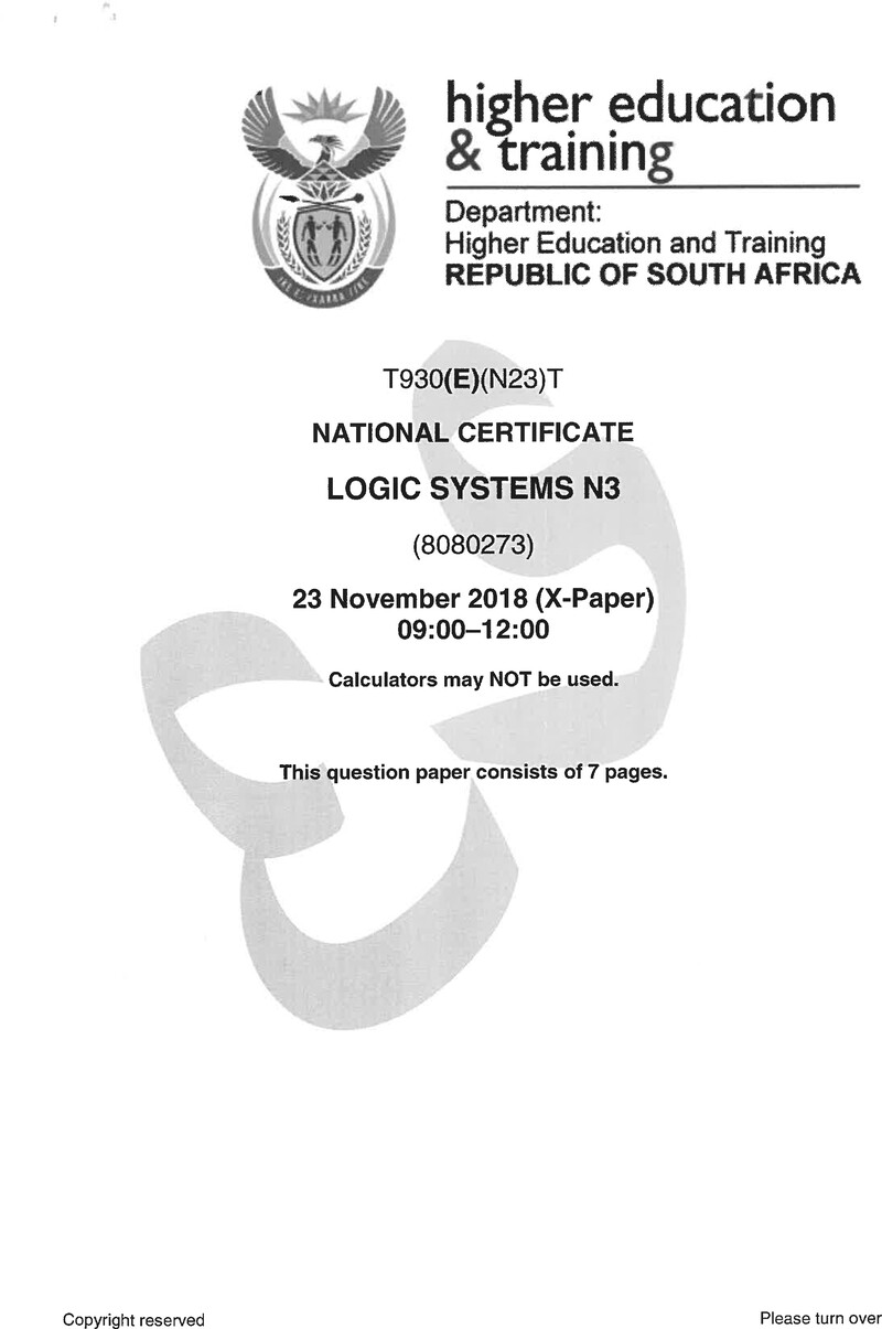 Logic Systems N3 Exam Paper 3 2018