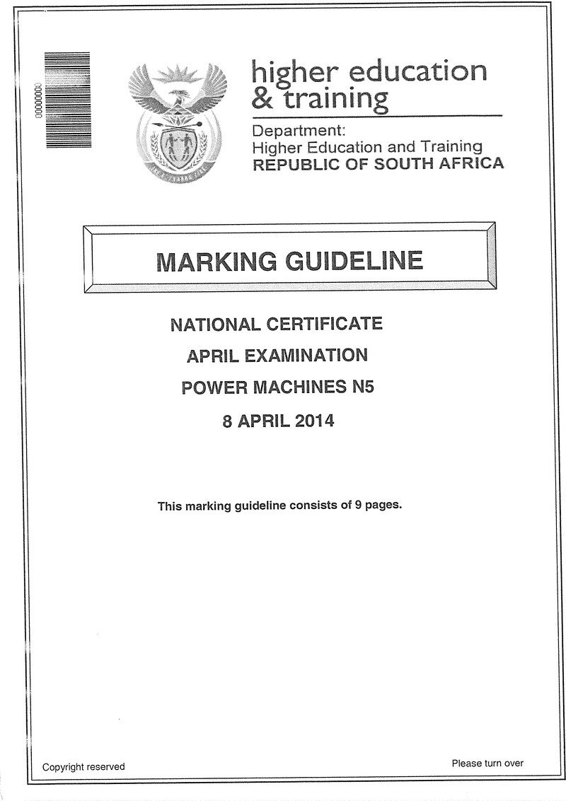 N5 Power Machines April 2014 Marking Guidelines