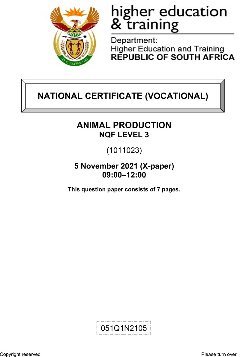 Animal Production L3 QP Nov 2021