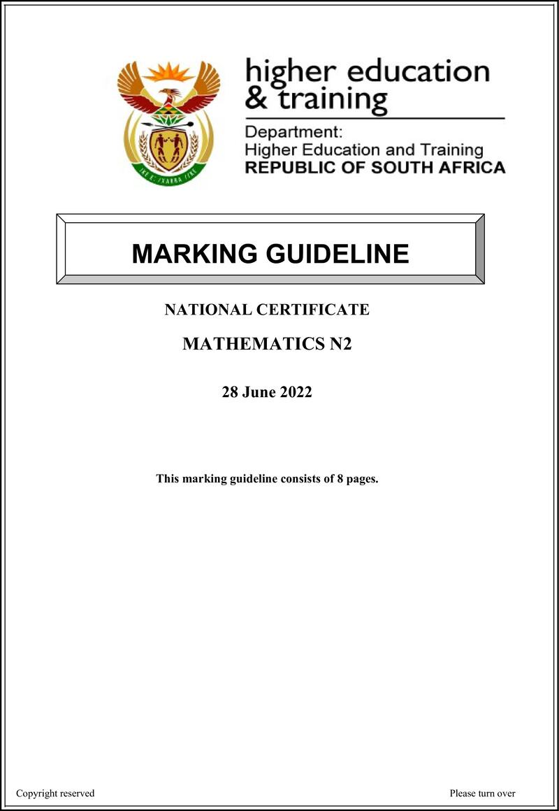 T1000 Mathematics N2 Memo Aug 2022 Sign Off