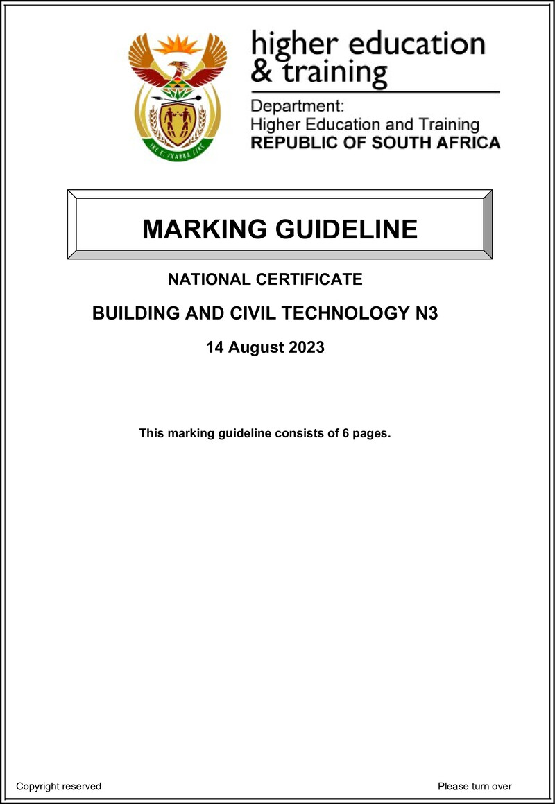T120 Building And Civil Technology N3 MEMO Aug 2023 Sign Off preview