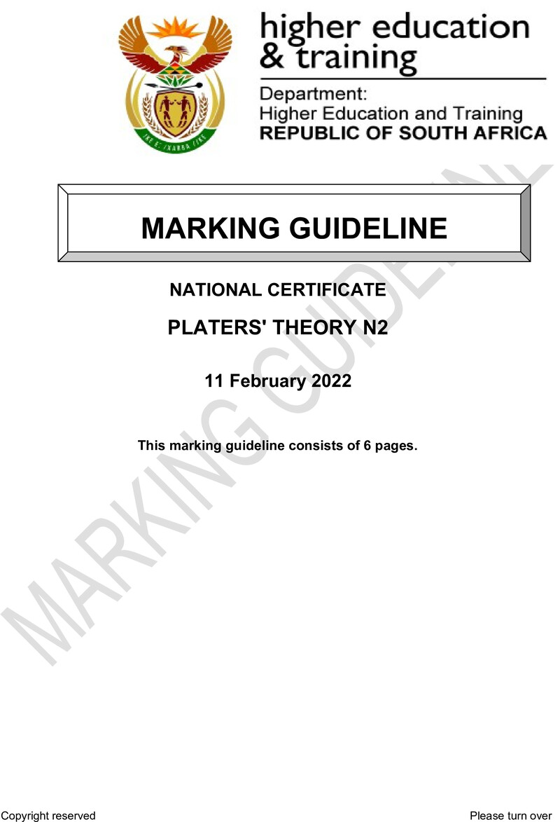 T1320 Platers Theory N2 Memo April 2022 Sign Off