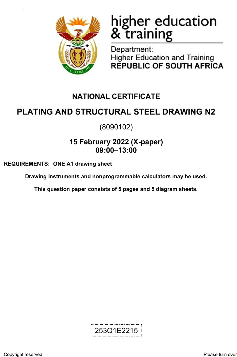 T1330 Plating And Structural Steel Drawing N2 QP April 2022 Signed Off
