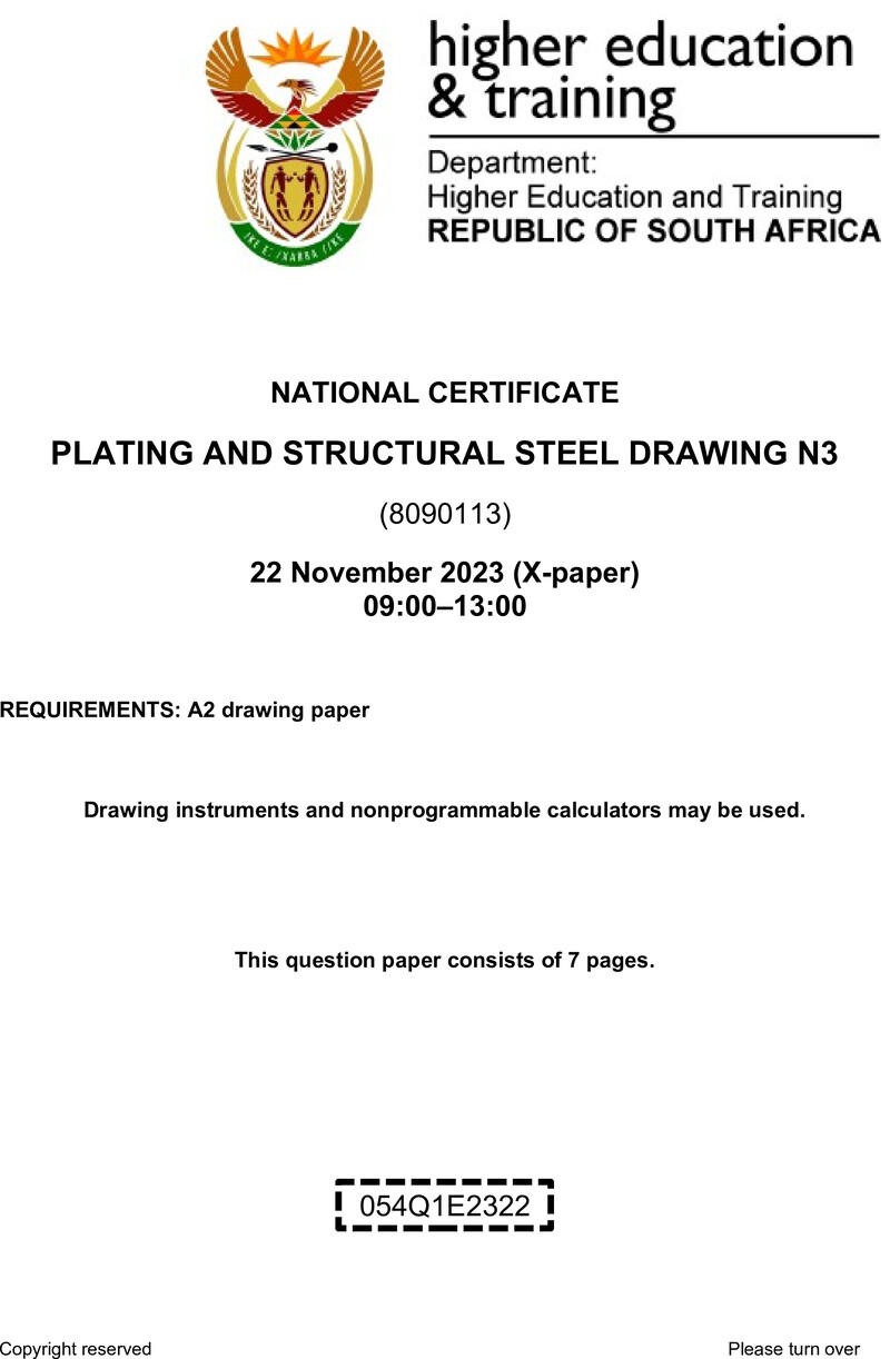 T1350 Plating And Structural Steel Drawing N3 QP Nov 2023 Sign Off