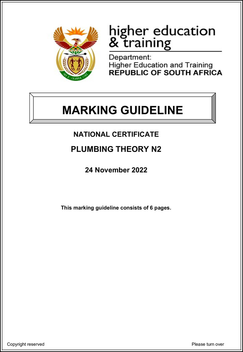 T1380 Plumbing Theory N2 Nov Memo 2022 Sign Off