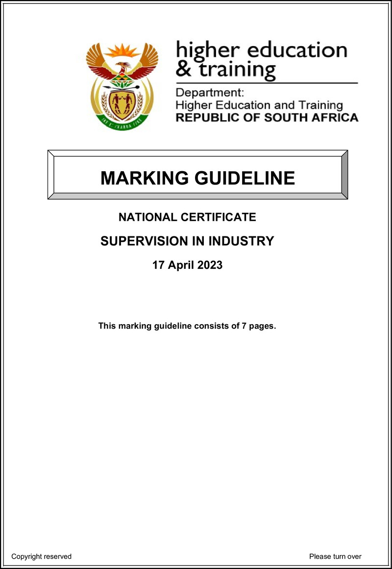 T1680 Supervision In Industry N3 Memo April 2023 Signed Off