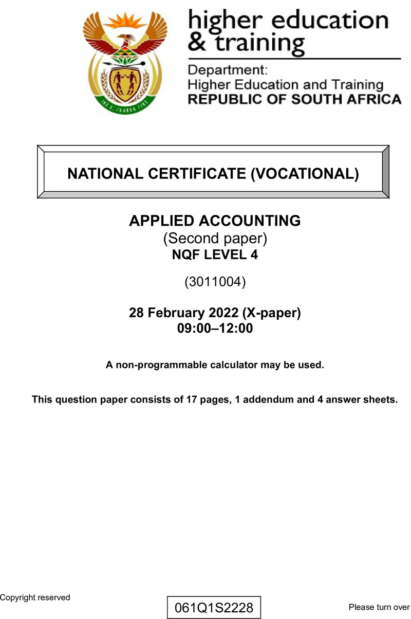 Applied Accounting L4 P2 QP Supp Feb 2022 preview