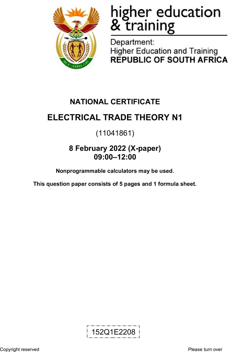 T500 Electrical Trade Theory N1 QP April 2022