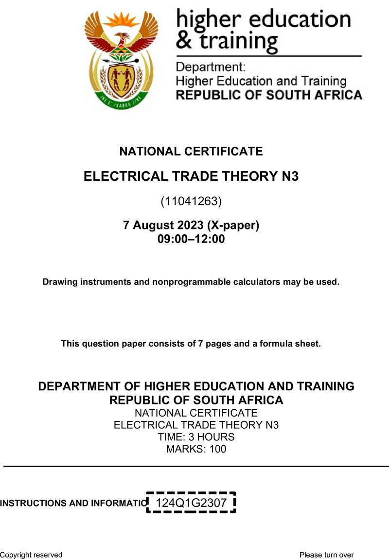 T520 Electrical Trade Theory N3 Aug QP 2023 Sign Off