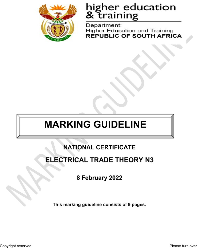 T520 Electrical Trade Theory N3 Memo April 2022 Sign Off