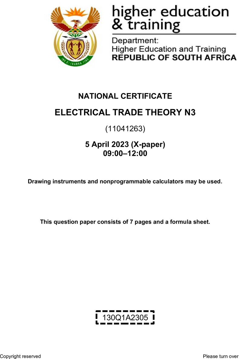 T520 Electrical Trade Theory N3 QP Apr 2023 Sign Off