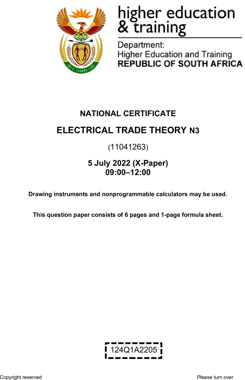 T520 Electrical Trade Theory N3 QP Aug 2022 Sign Off