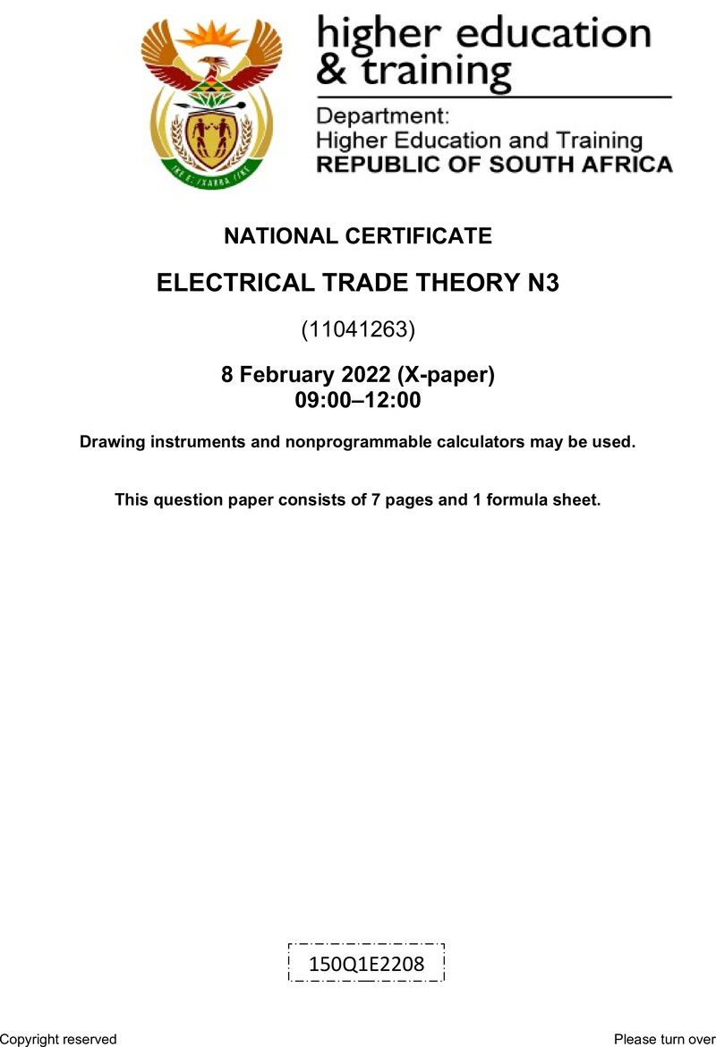 T520 Electrical Trade Theory N3 QP April 2022 Sign Off preview