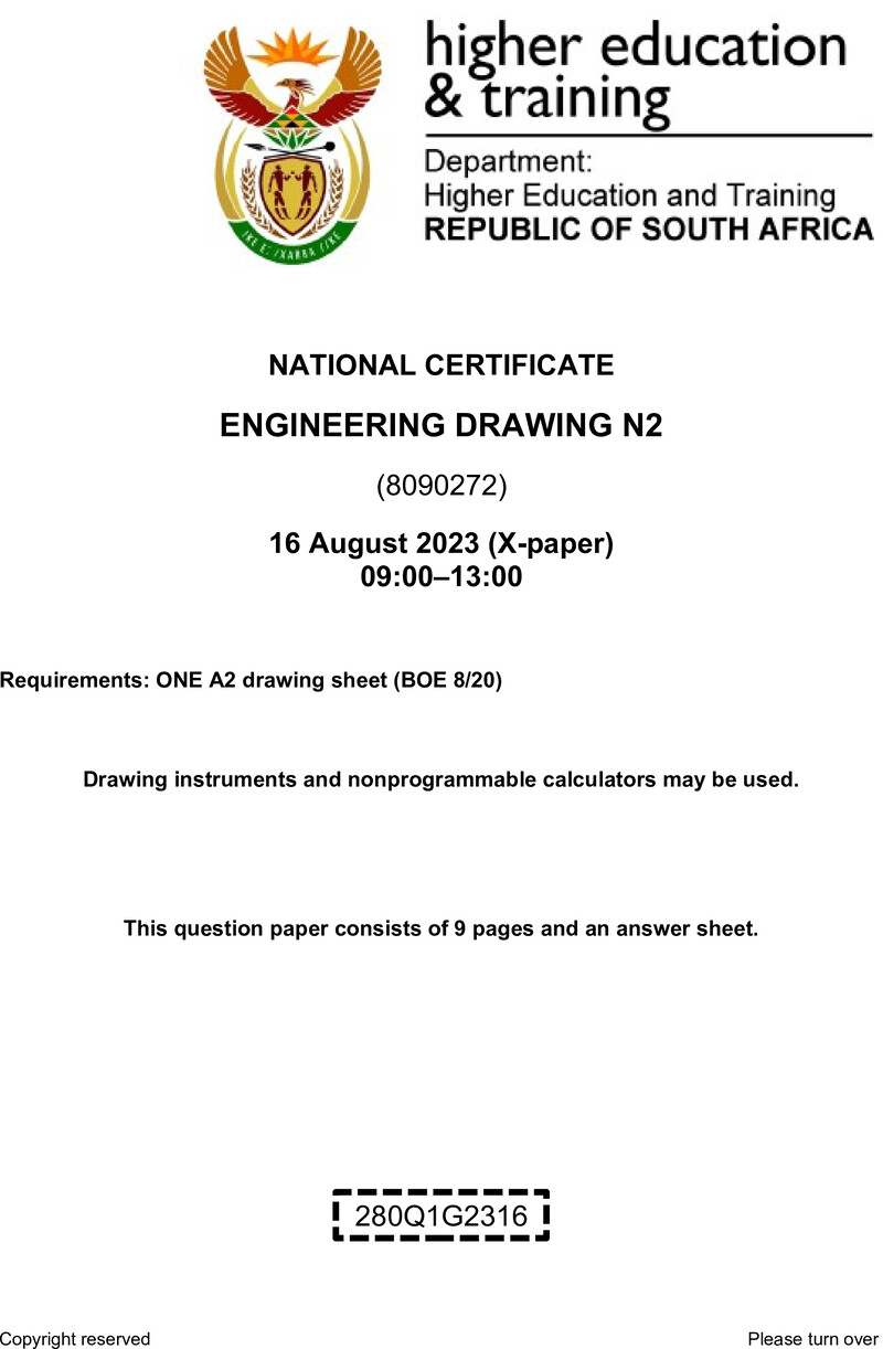 T580 Engineering Drawing N2 QP Aug 2023 Sign Off preview