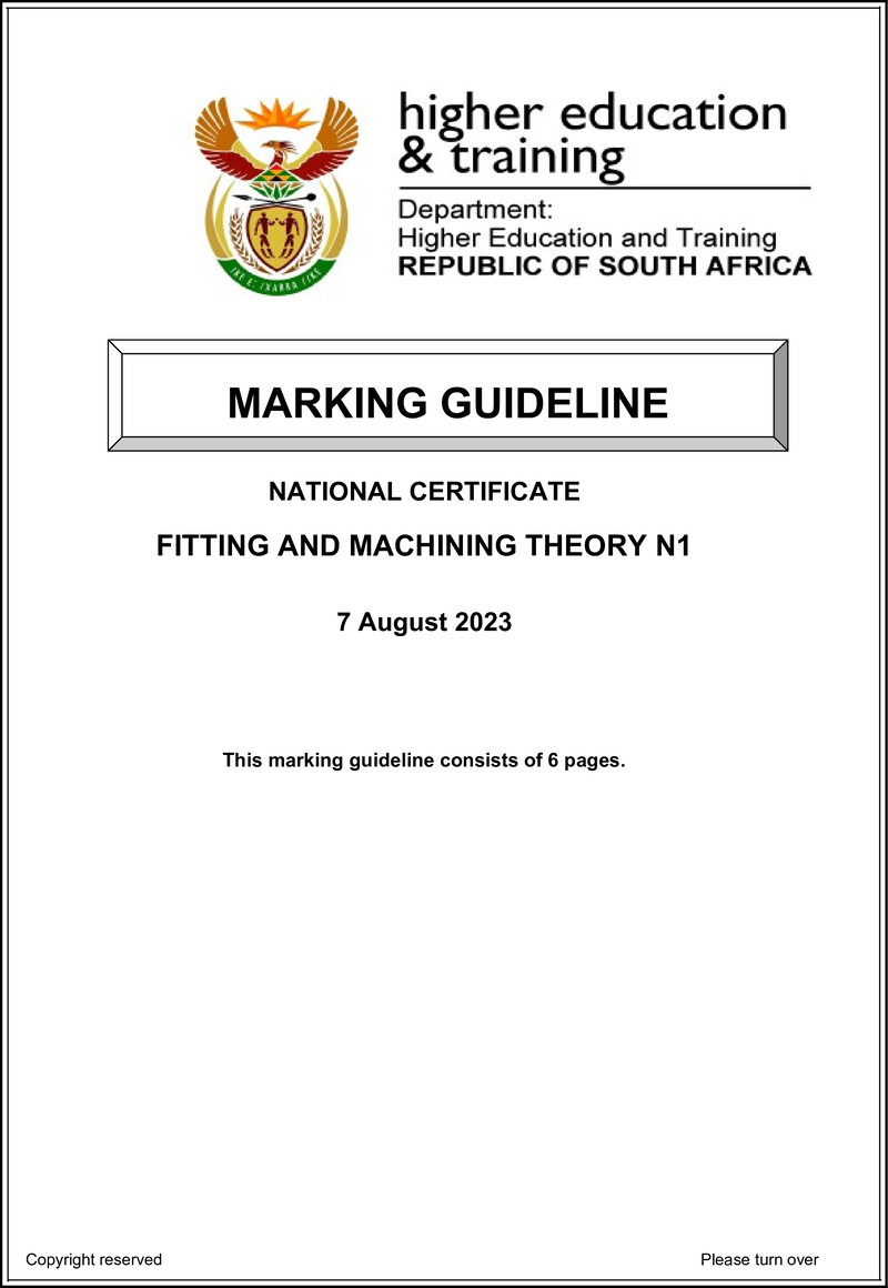 T690 Fitting And Machining Theory N1 Memo Aug 2023