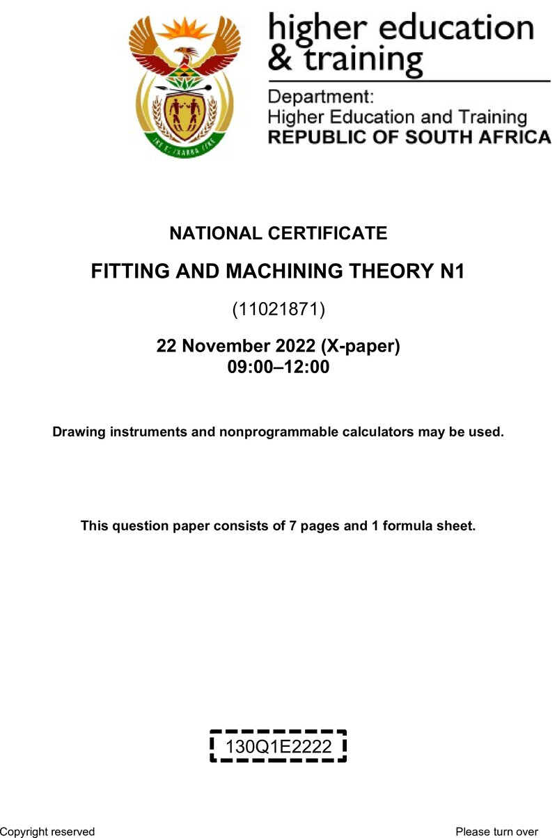 T690 Fitting And Machining Theory N1 Nov QP 2022