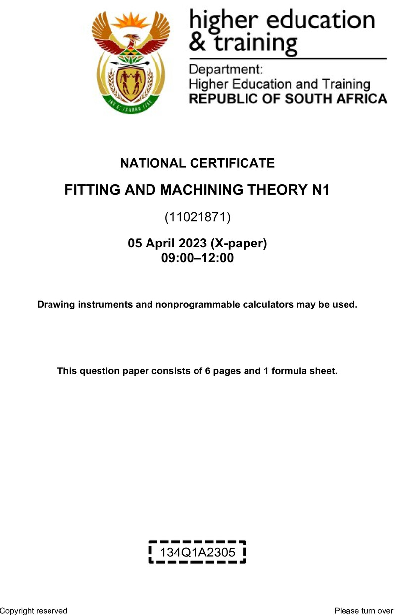 T690 Fitting And Machining Theory N1 QP 2023