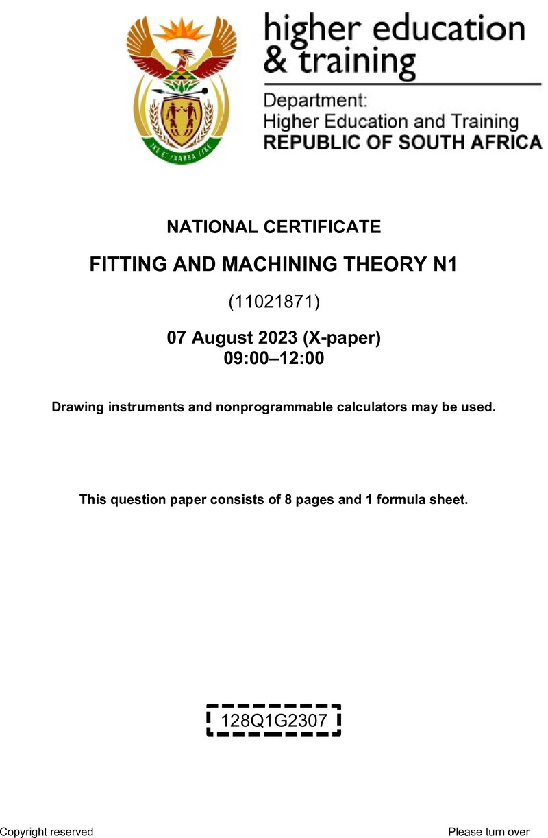 T690 Fitting And Machining Theory N1 QP Aug 2023 preview