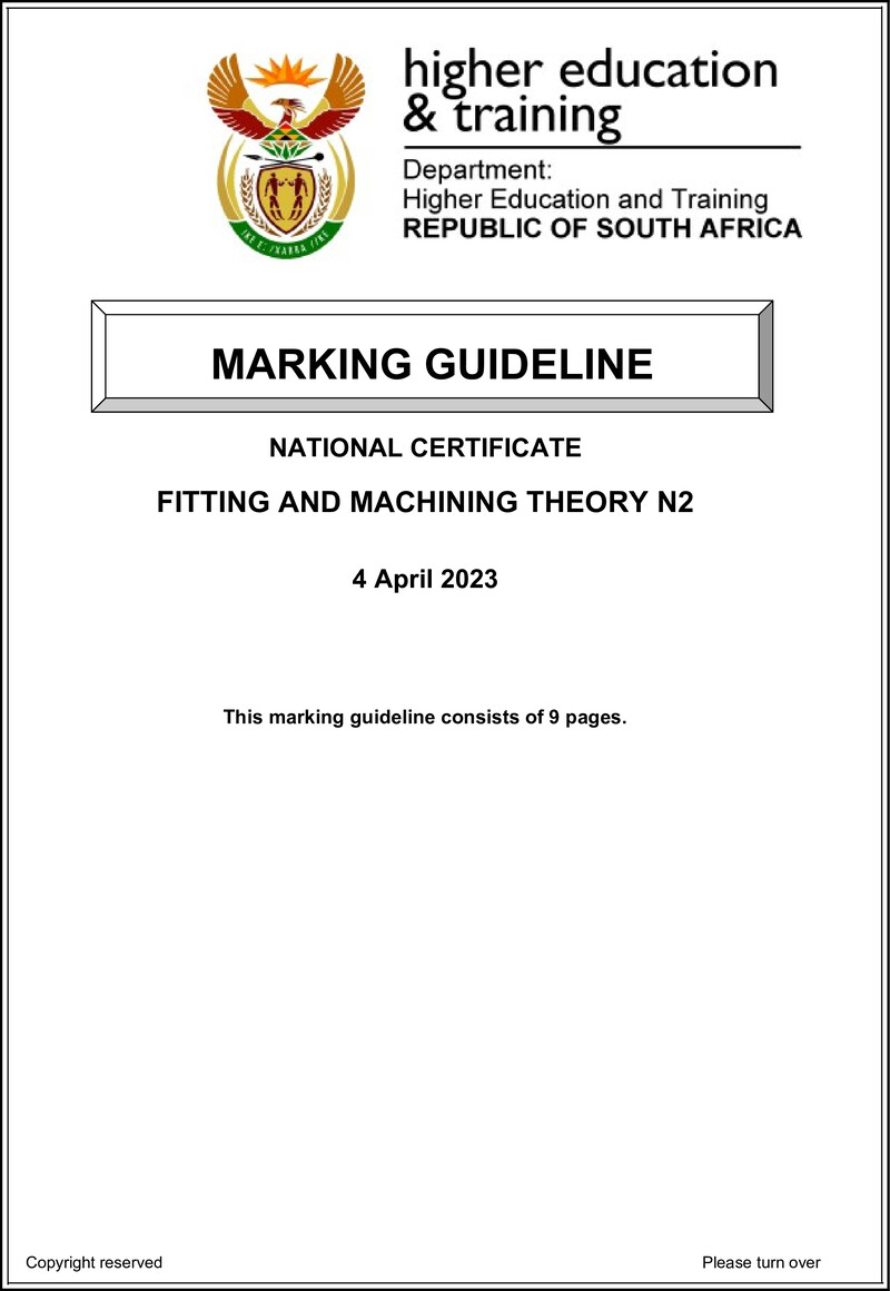 T700 Fitting And Machining Theory N2 April 2023 Sign Off