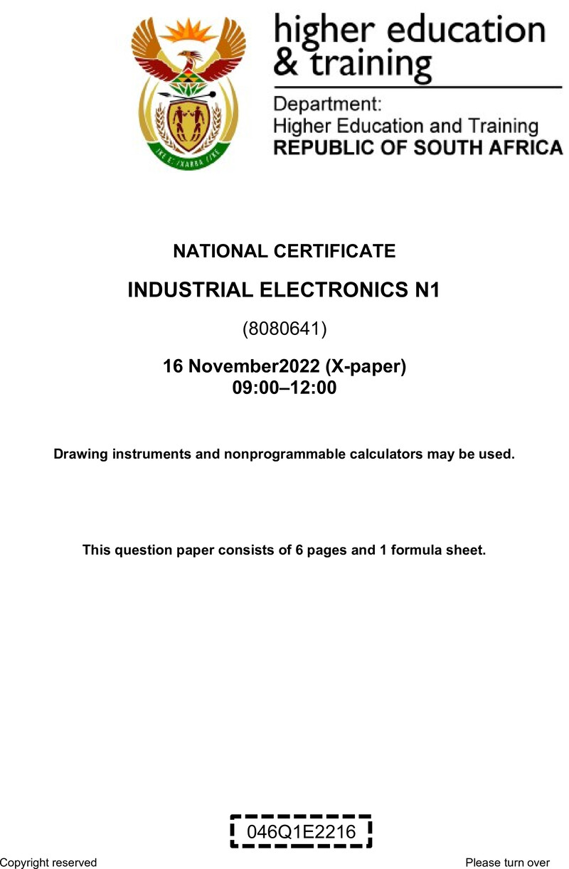 T750 Industrial Electronics N1 QP Nov 2022 Ed