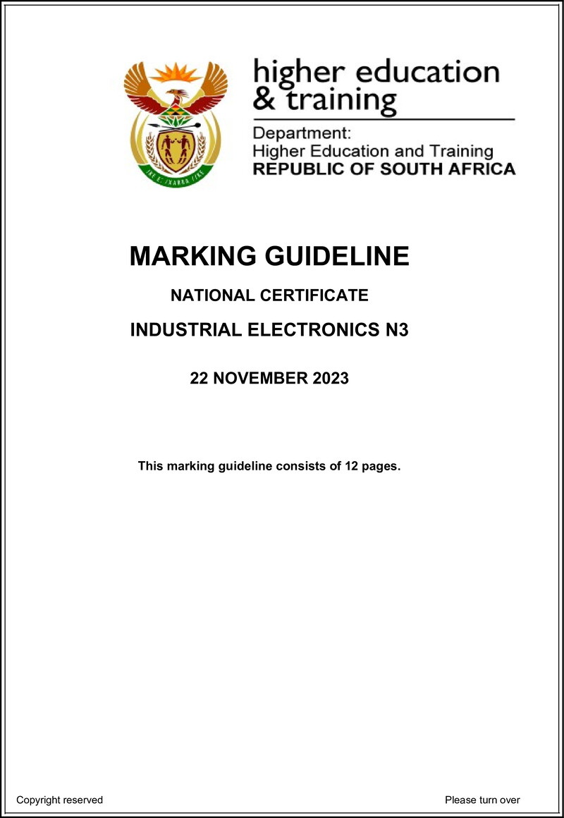 T770 Industrial Electronics N3 Memo Nov 2023 Sign Off