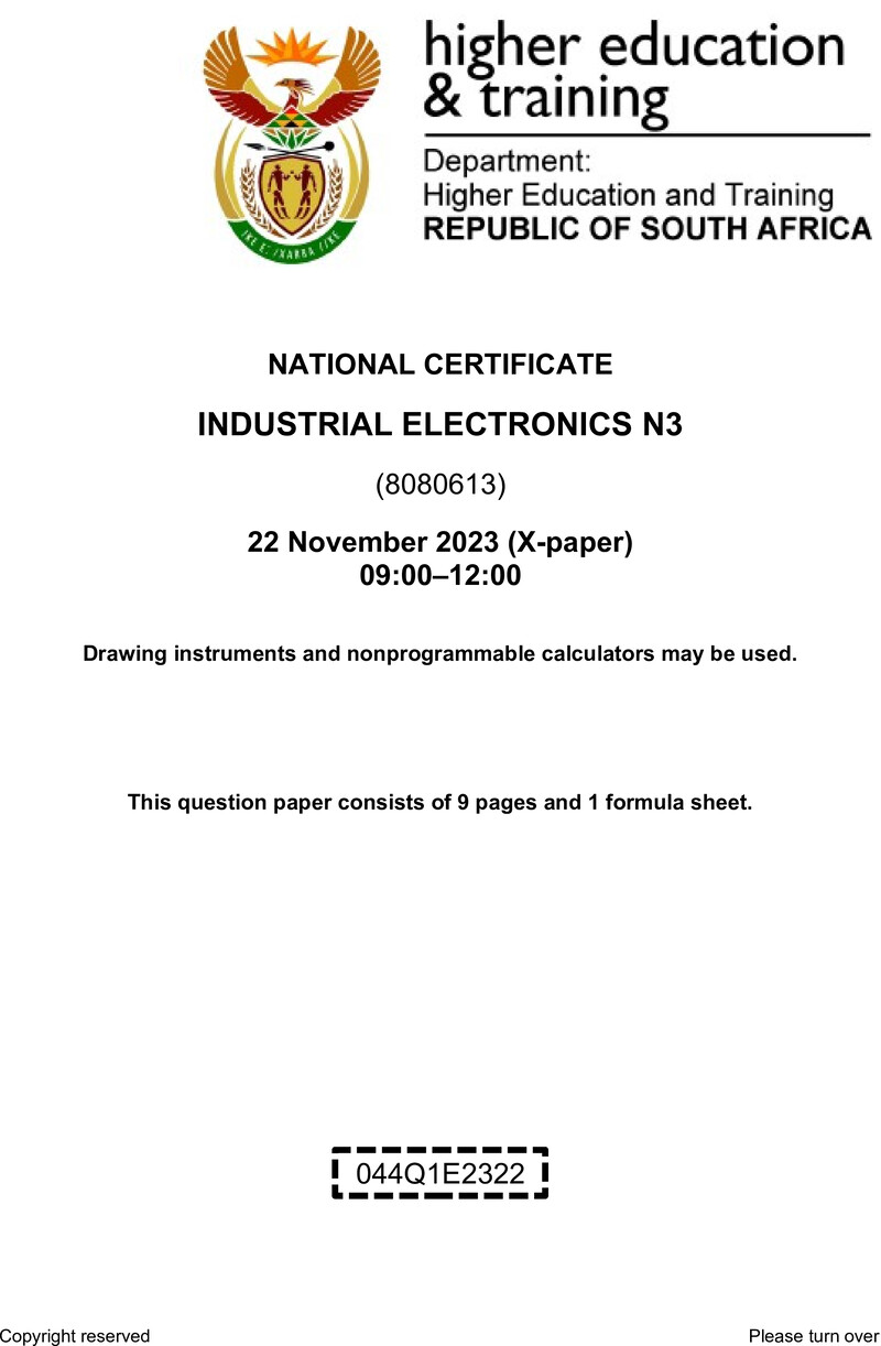 T770 Industrial Electronics N3 QP Nov 2023 Sign Off preview