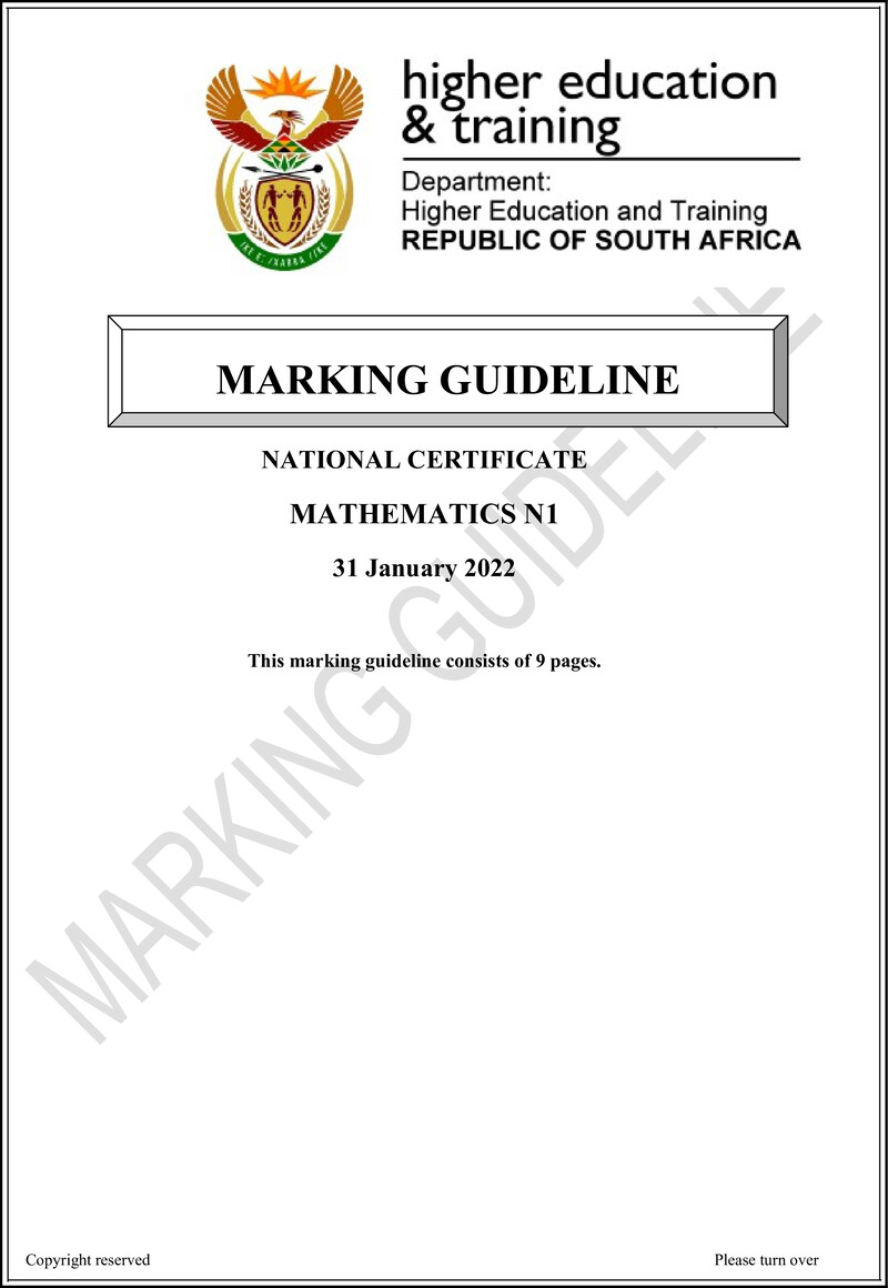 T990 Mathematics N1 Memo April 2022