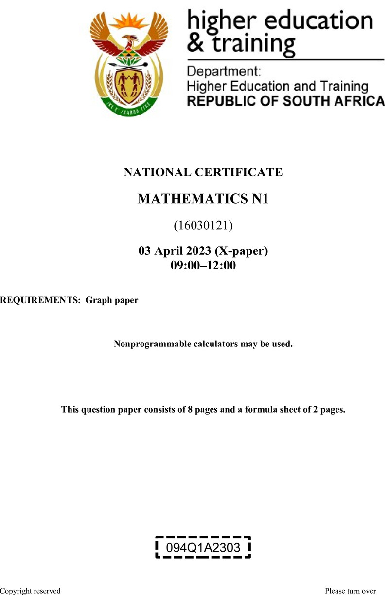T990 Mathematics N1 QP April 2023