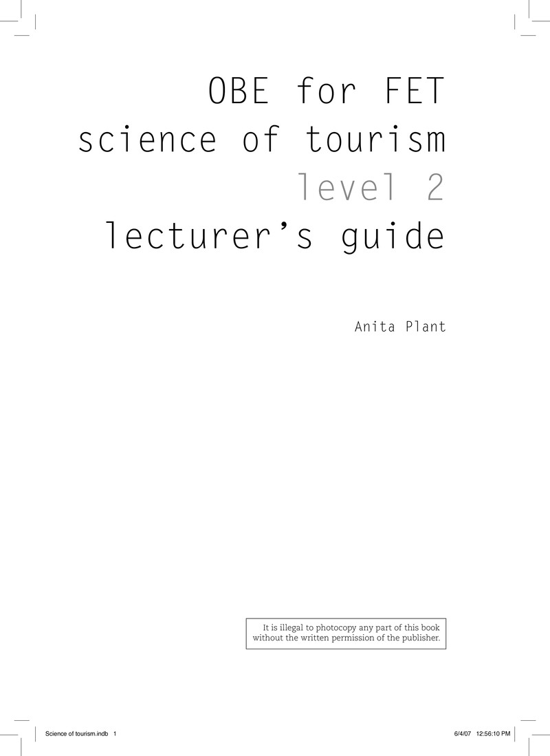 Science Of Tourism L2 Lg cover