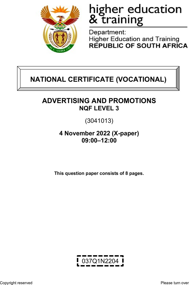 Nc30 Advertising And Promotions L3 QP Nov 2022 Edited