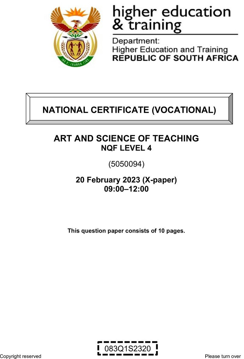 Nc310 Art And Science Of Teaching L4 QP Feb 2023 Signed Off