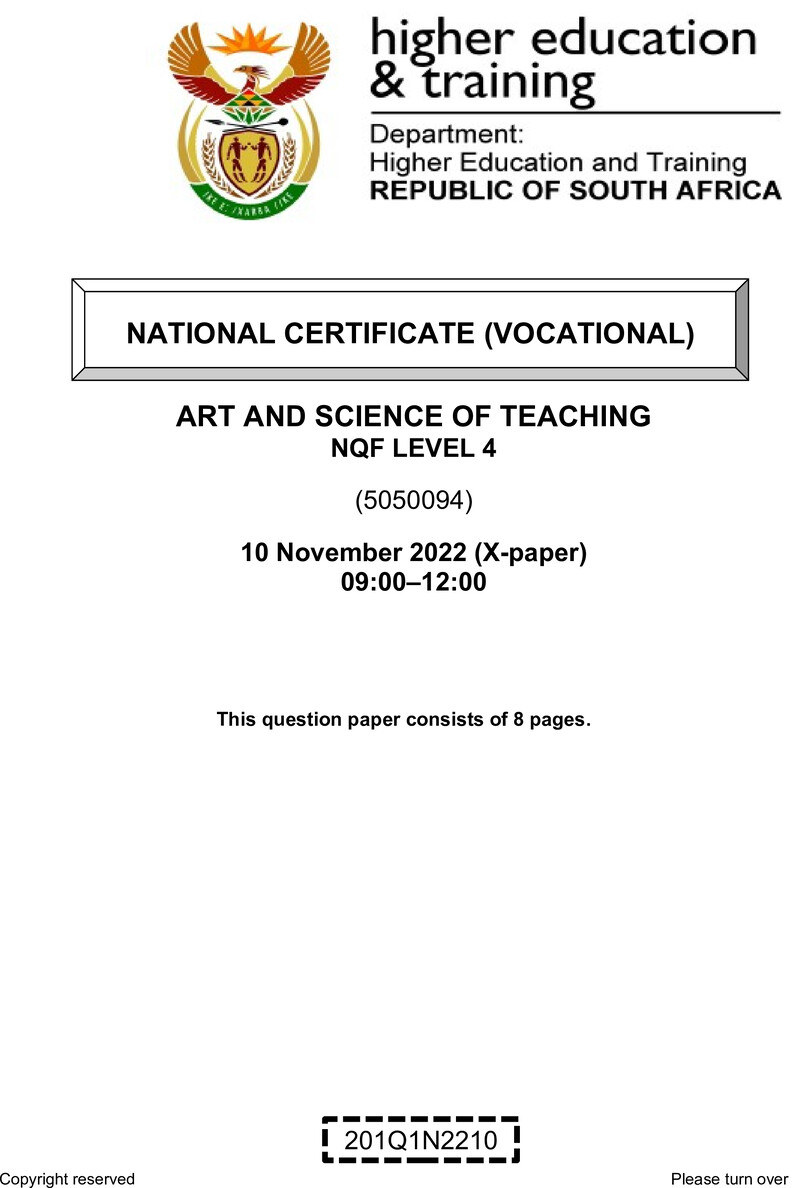 Nc310 Art And Science Of Teaching L4 QP Nov 2022 Signed Off