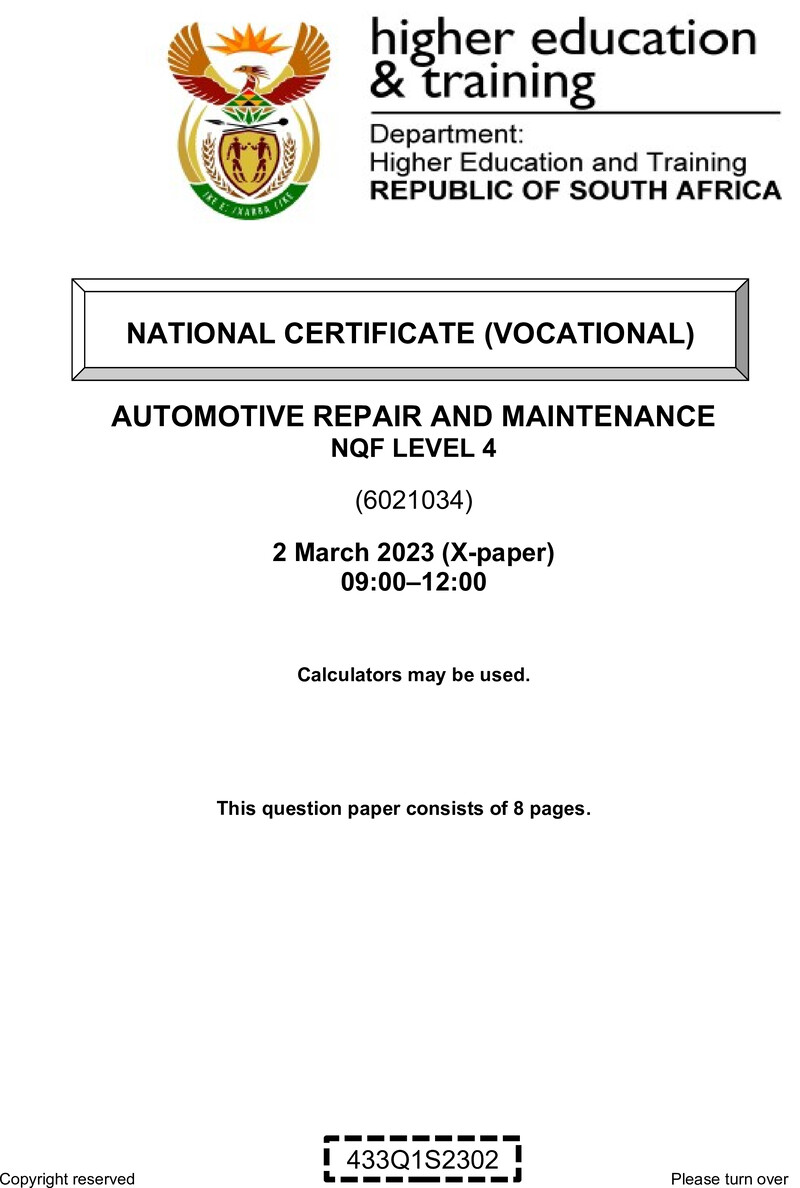 Nc340 Automotive Repair And Maintenance L4 QP Feb 2023 Signed Off