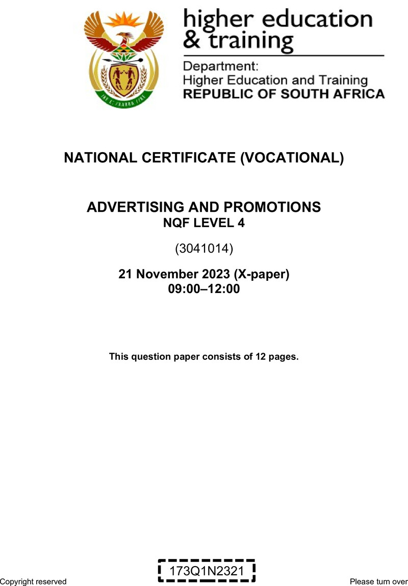 Nc40 Advertising And Promotions L4 QP Nov 2023 Signed Off