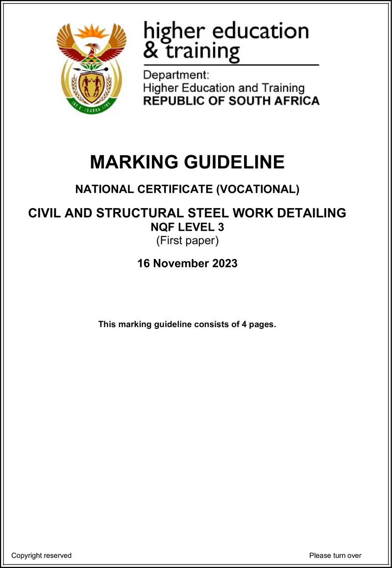 Civil And Structural Steelwork Detailing L3 P1 Nov MEMO 2023 preview