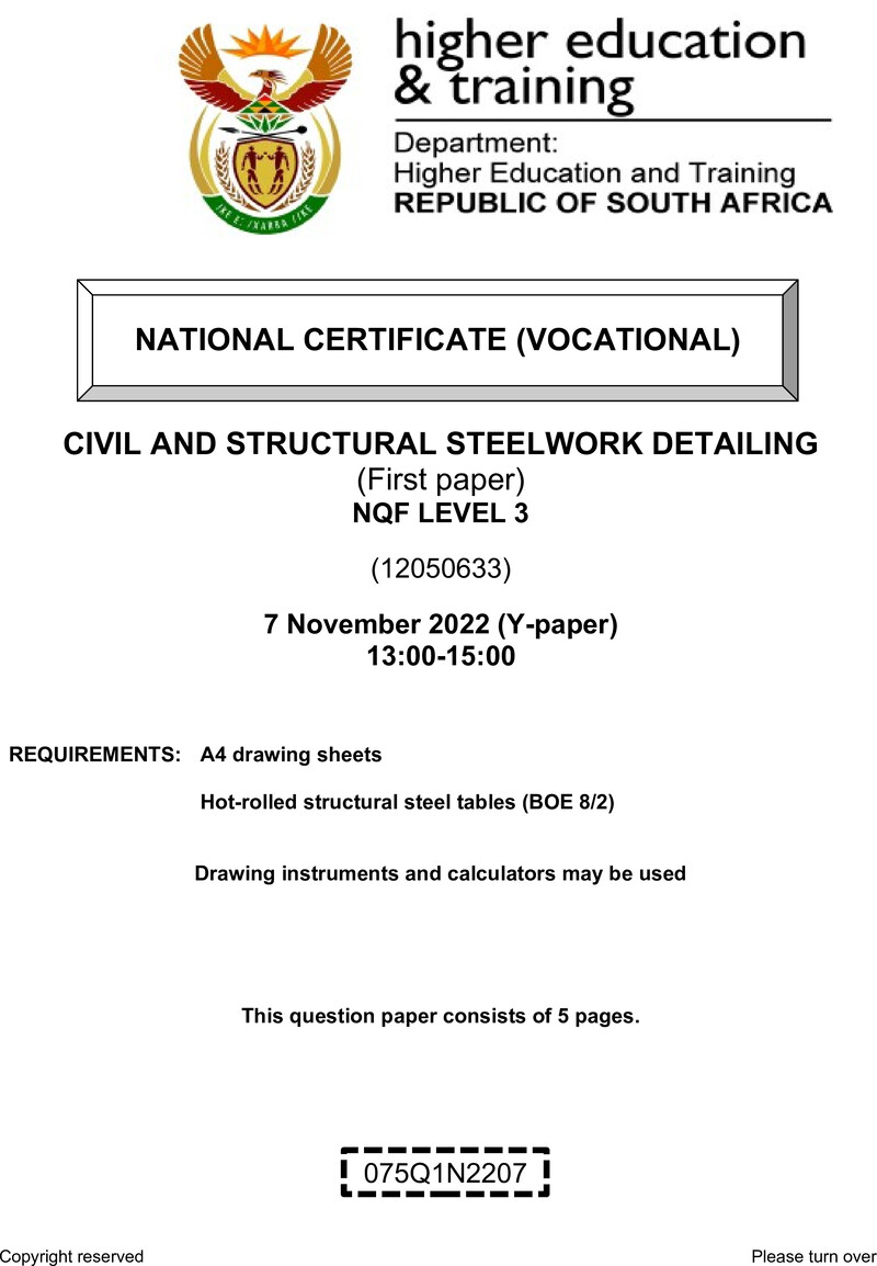 Civil And Structural Steelwork Detailing L3 P1 QP Nov 2022 preview